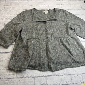 CJ Banks Heathered Knit Sweater Cardigan w/ 3/4 Length Sleeves. Size 2X.